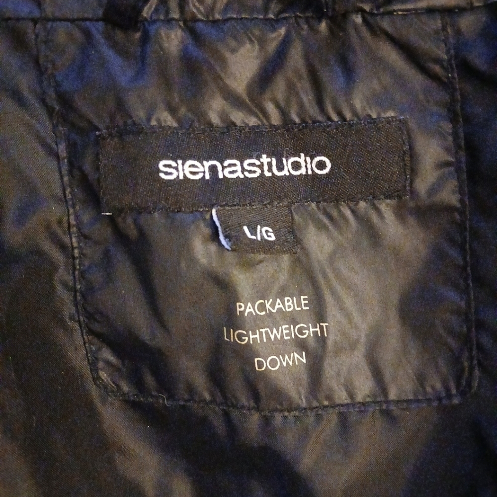 SIENA STUDIO Women's Black Quilted Hooded Puffer Down Packable Jacket Size Lg - Picture 5 of 9